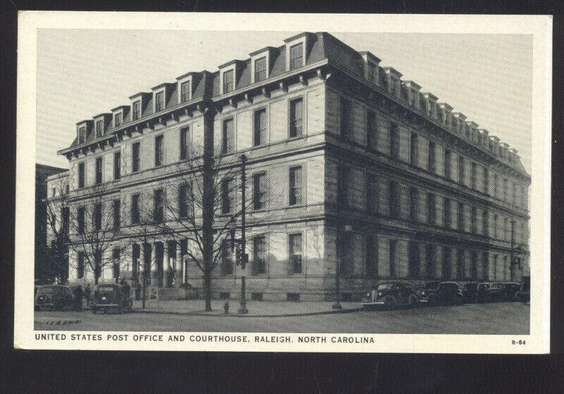 RALEIGH NORTH CAROLINA UNITED STATES POST OFFICE VINTAGE POSTCARD NC OLD CARS