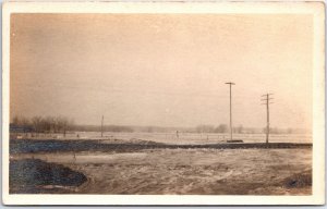 VINTAGE POSTCARD OPEN FIELD TELEPHONE POLES REAL PHOTO RPPC VELOX 1907-1914