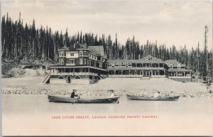 Lake Louise Chalet Laggan Alberta AB Alta People Boats Unused Postcard H33