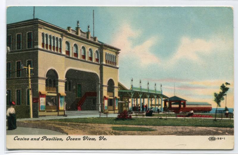 Casino Pavilion Ocean View Virginia 1909 postcard