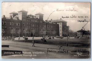 Jönköping Sweden Postcard Army Artillery Regiment c1920's RPPC Photo