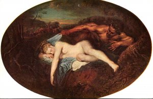 Paintings Nude Jupiter et Antiope By Antoine Watteau