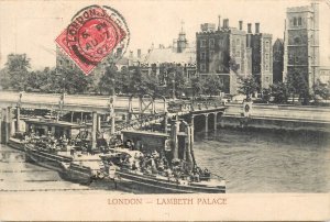 London Thames navigation & sailing Lambeth Palace paddle steamer pier 1907