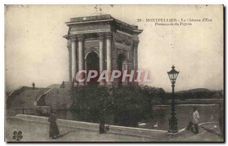 Old Postcard Montpellier Le Chateau d'Eau Promenade du Peyrou