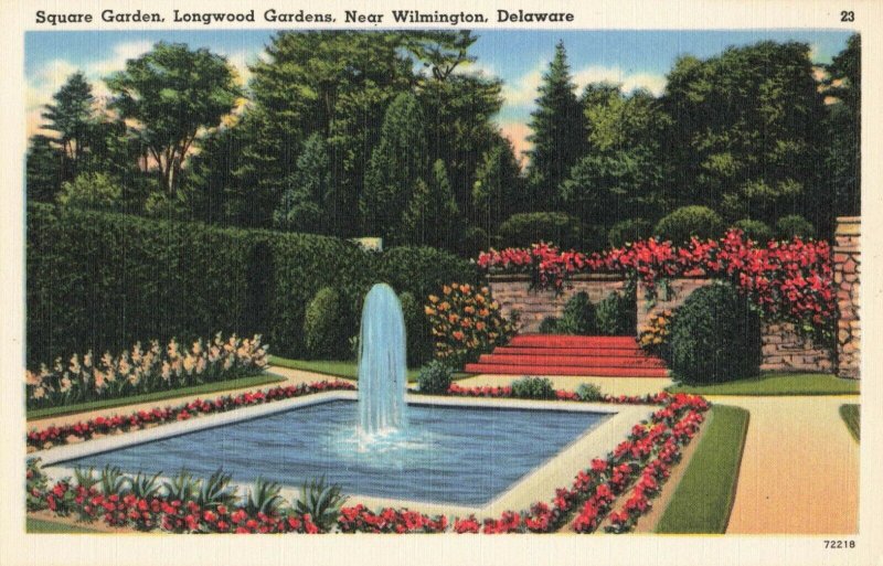 Postcard Square Gardens Longwood Gardens Wilmington Delaware