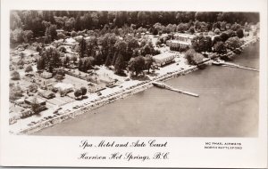 Harrison Hot Springs BC Spa Motel & Auto Court Aerial McPhail RPPC Postcard E79