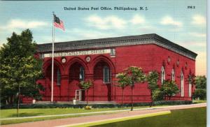 PHILLIPSBURG, NJ New Jersey    US  POST  OFFICE    c1950s   Linen  Postcard