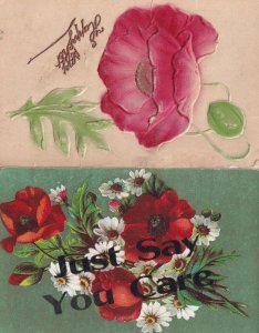 Just Say You Care & Craft Rose 2x Antique Flower Postcard s