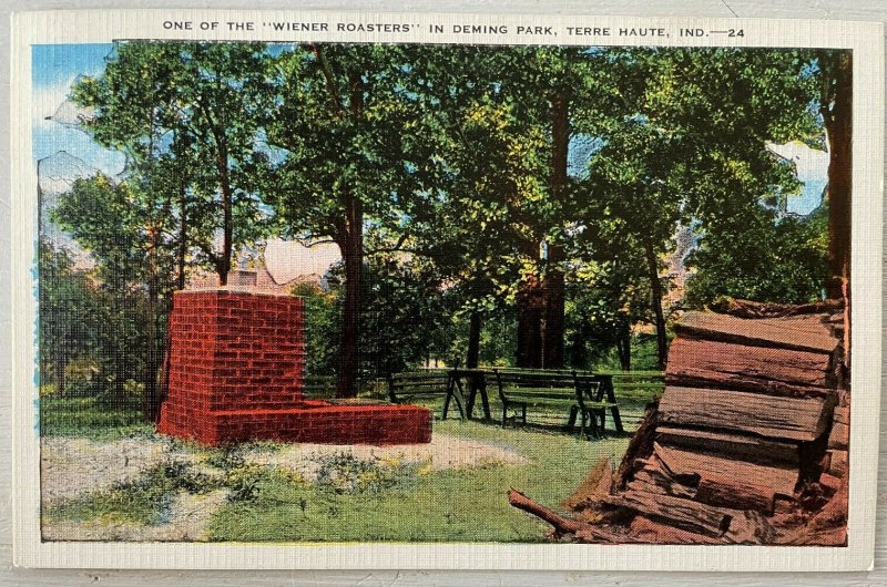 Vintage Postcard 1949 Weiner Roasters Deming Park Terre Haute Indiana (IN)