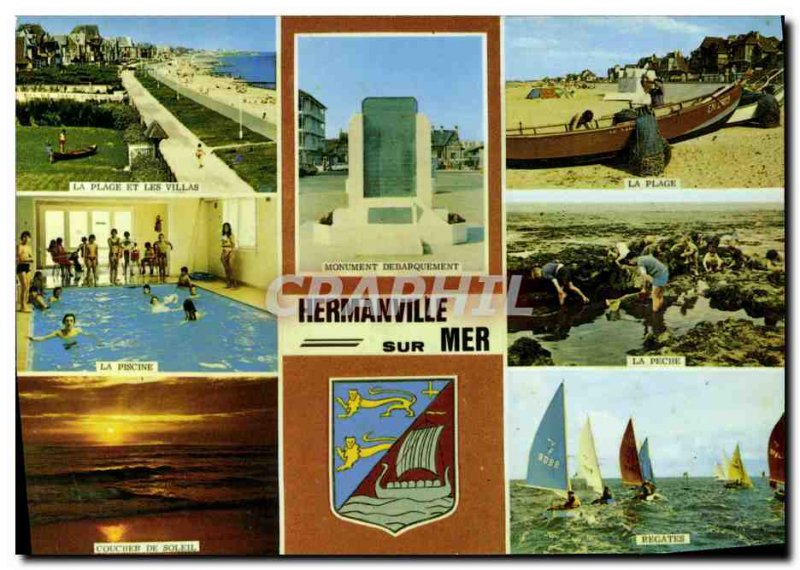 Postcard Modern Hermanville sur Mer Pool Sunset Regattas The fishing