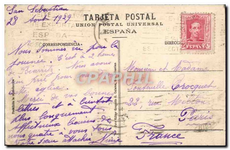 Postcard Old San Sebastian Lglesia Sants Maria