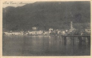 ITALY Porto Ceresio panorama belltower pier harbour