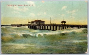 Vtg Asbury Park New Jersey NJ Fishing Pier 1910s View Old Postcard