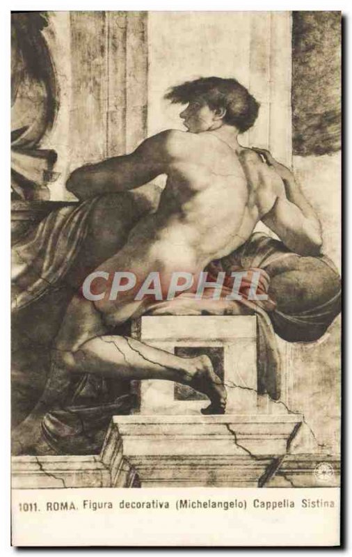 Old Postcard Roma Figura Decorativa Michelangelo Sistine Chapel