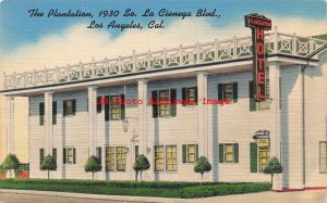 Advertising Linen Postcard, The Plantation Hotel, Los Angeles California