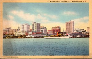 Florida Jacksonville Water Front and Skyline 1944 Curteich