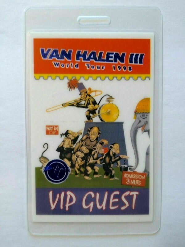Van Halen III Backstage Pass Original VIP Guest Circus Monkey Artwork 1998 Eddie 