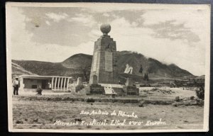 Mint Ecuador Real Picture Postcard RPPC San Antonio Achincha Ecuatorial Monument