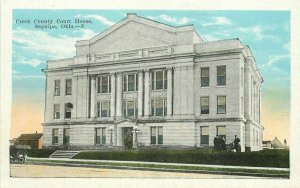 Automobile County Court House Sapulpa Oklahoma #2 1920s Postcard Kropp 20-11222