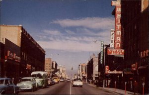 Pocatello Idaho ID Main Street Bus Classic Cars Vintage Postcard