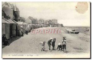 Old Postcard Saint Aubin Beach Children