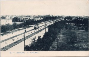 Winnipeg MB Broadway Trolley Streetcar Manitoba Unused De Nobele Postcard H48