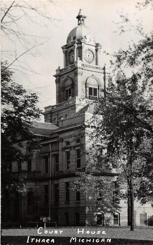 d6/ Ithaca Michigan Mi Real Photo RPPC Postcard c40s County Court House