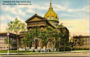 Vtg 1930s Cathedral of St Peter & Paul Philadelphia Pennsylvania PA Postcard