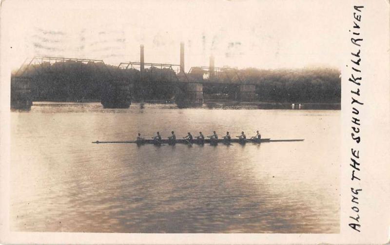 Philadelphia Pennsylvania Schyulkill River Rowers Real Photo Postcard J49994