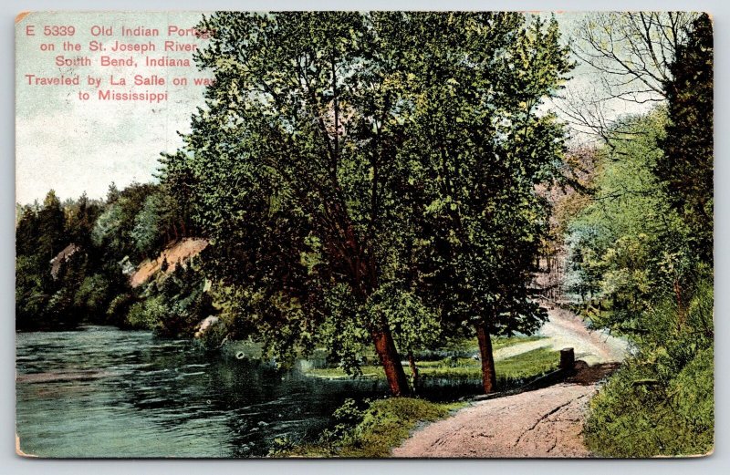 South Bend Indiana~Old Indian Portage~St. Joseph River~c1910 Postcard