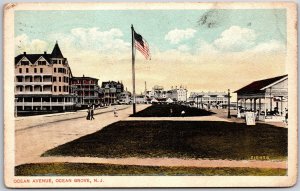 Ocean Grove New Jersey, 1918 Ocean Avenue Roadway Street Scene, Vintage Postcard