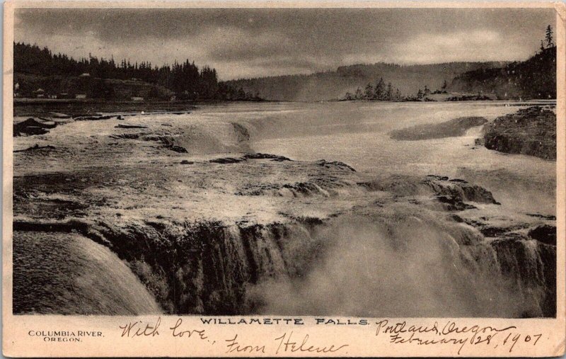 View of Willamette Falls, Columbia River OR Undivided Back Vintage Postcard Q62