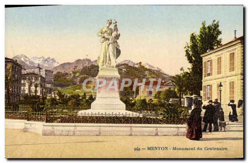 Old Postcard Menton Centennial Monument