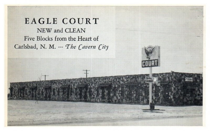 Eagle Court Close to the Heart of Carlsbad New Mexico B & White  Postcard