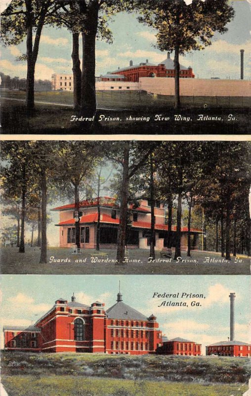 Atlanta Georgia Federal Prison New Wing Wardens Home Vintage Postcard AA23239