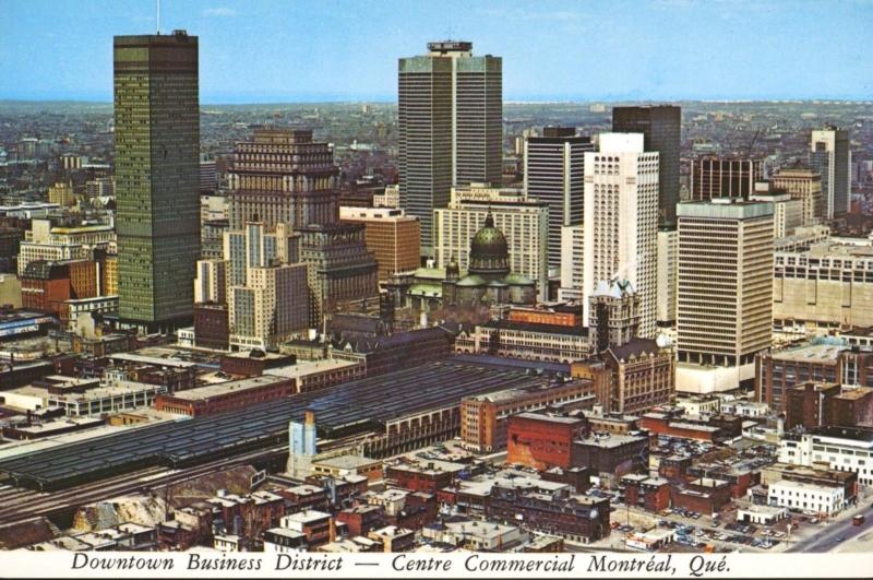 Downtown Business District Montreal QC Quebec Que Aerial CPR Vintage Postcard D9