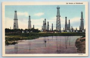 Postcard OK Oil Wells of Oklahoma Vintage Linen N8