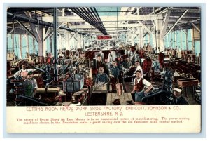 Lestershire NY, Cutting Room Heavy Work Shoe Factory Johnson & Co. Postcard