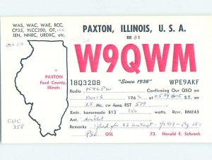 Pre-1980 RADIO CARD - Paxton - Near Champaign & Onarga & Farmer City IL AH1118