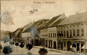 IMR00585 romania sibiu medias main square shops advertising 1925 bad condition 