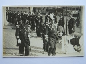 Spain Barcelona PRIMO DE REVIERA Aboard HMS London c1929 RP Postcard