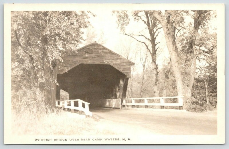 West Ossipee NH~Closeup of Whittier Covered Bridge~Bear Camp Waters~RPPC c1910