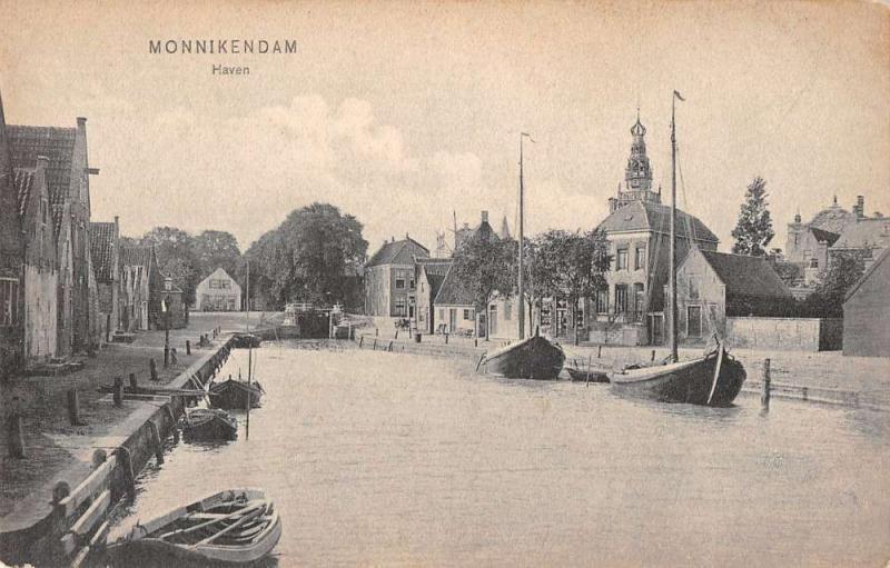 Monnikendam Netherlands Haven Antique Postcard J38859