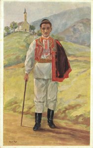 Croatia Traditional Clothing Men Vintage Postcard 07.49