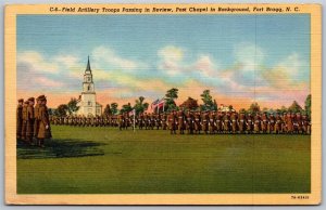 Vtg Fort Bragg North Carolina NC Field Artillery Troops Passing Review Postcard