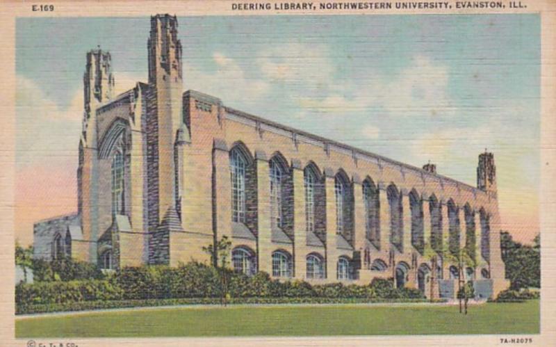 Illinois Evanston Deering Library Northwestern University 1953 Curteich