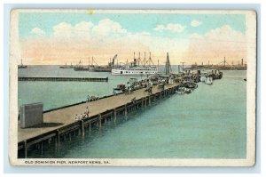 c1920s Steamboats, Old Dominion Pier Newport News Virginia VA Unposted Postcard