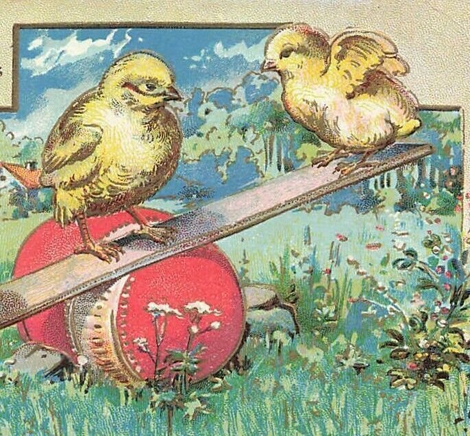 c1910 Fantasy Chicks Egg Seesaw Germany Easter P350 