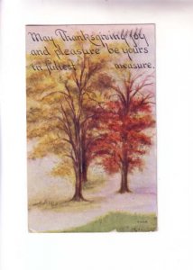 Trees with Fall Colours, Thanksgiving, Used 1915 West Somerville Flag Cancel
