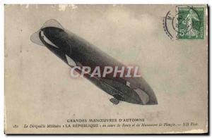 Old Postcard Jet Aviation Airship Zeppelin Maneuvers d & # 39automne the Repu...